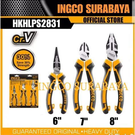 INGCO HKHLPS2831 HIGH LEVERAGE PLIERS SET 3PCS TANG SET POTONG CUCUT