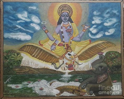 Gajendra moksha painting Painting by Anupama Gundu - Fine Art America