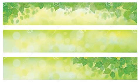 Vector Green Leaves Banners Stock Vector Illustration Of Blurred