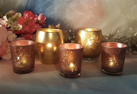 30 Rose Gold Mercury Glass Votive Candle Holders Parties