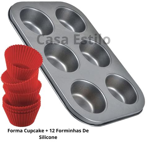 Kit Forminhas Silicone Muffin Forma Assadeira De Cupcake Bolinhos