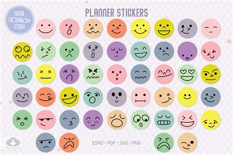 Planner Stickers Kawaii Emotions Graphic By Digitaldrawstudio