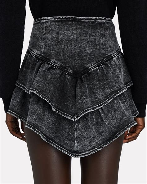 MOTHER Ruffled Denim Mini Skirt INTERMIX