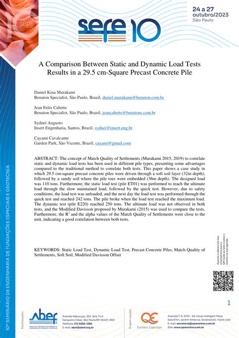 PDF A Comparison Between Static And Dynamic Load Tests Results In A