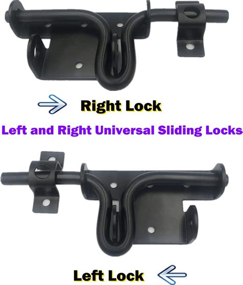 Black Heavy Duty Slide Bolt Gate Latch With Padlock Hole Solid