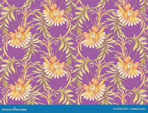 Floral Pattern On Seamless Cloth Flower Bouquet Stock Illustration