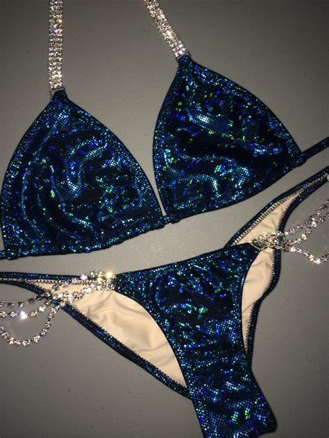 Competition Suit Bikini Turquoise Shattered Glass Hologram Etsy
