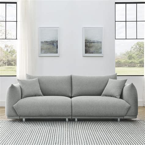 88" Sectional Sofa, 3-Seater Couch with 2 Toss Pillows and Curved ...