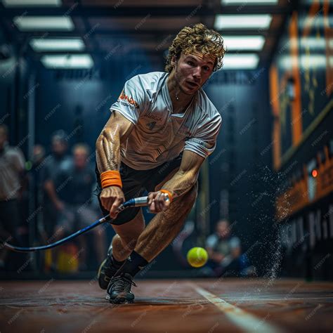 Premium Photo | Squash player in a powerful serve