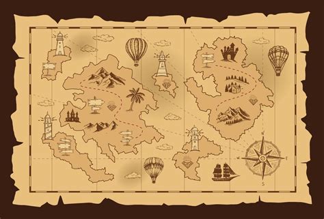 Old Treasure Map Vector Sketch Hand Drawn Illustrations Vector 10570861 Vector Art At Vecteezy