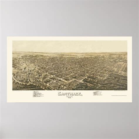 Carthage Mo Panoramic Map 1891 Poster Uk