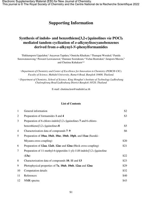 PDF Synthesis Of Indolo And Benzothieno 3 2 C Quinolines Via POCl3