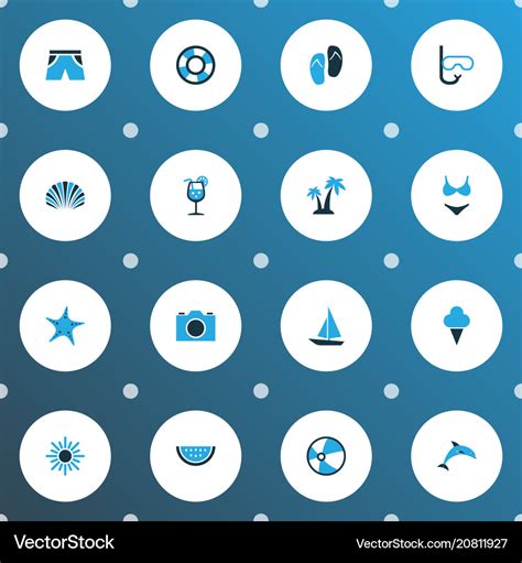 Summer Icons Colored Set With Bikini Sorbet Ship Vector Image