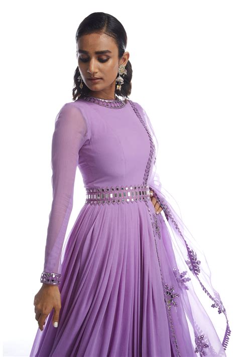 Buy Vvani By Vani Vats Purple Chiffon Anarkali With Silk Organza