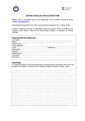 Fillable Online Visiting Scholar Application Form Fax Email Print