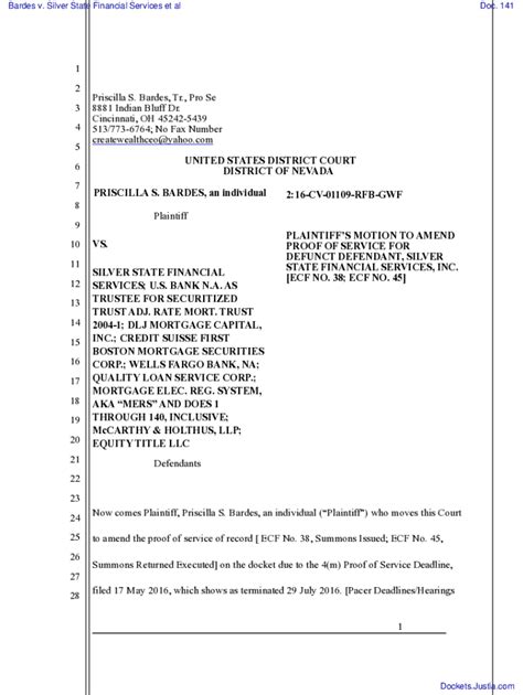 Fillable Online ORDER Granting Plaintiff S 135 Motion To Amend Proof Of