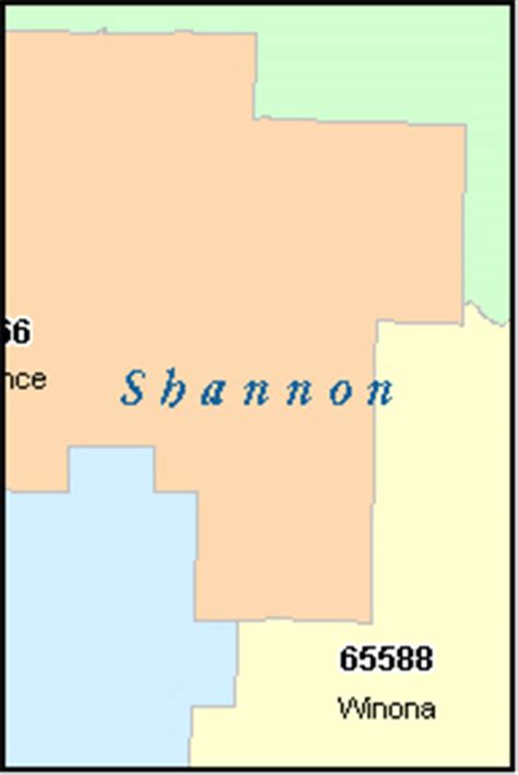 SHANNON County, Missouri Digital ZIP Code Map