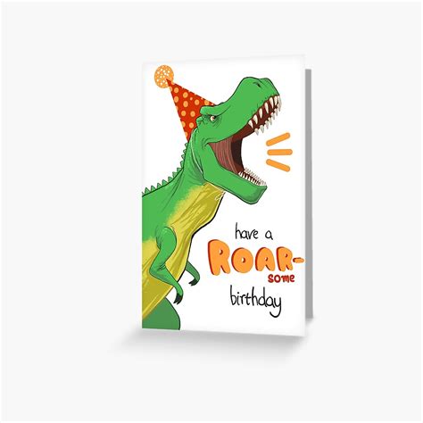 Happy Birthday T Rex Greeting Card For Sale By Skyfisher Redbubble