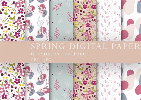 Spring Digital Paper Seamless Pattern Flora Seamless Etsy