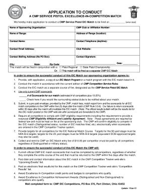 Fillable Online Thecmp APPLICATION TO CONDUCT Civilian Marksmanship