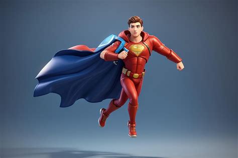 Premium Photo 3d Male Character With Superhero Cape Launching Into Flight