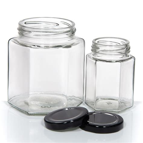 Ml Ml Ml Hexagonal Glass Honey Jar With Metal Lid Wooden Dip