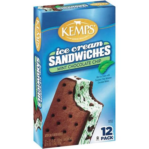 Kemps Mint Chocolate Chip Ice Cream Sandwiches 12 3 5 FL Oz Hy Vee