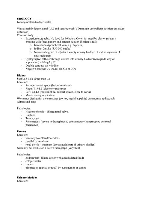 Urinary System Post Bsc Program Autumn Semester Urology