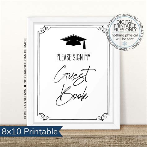 PRINTABLE Guest Book Graduation Sign | Graduation guest book ...