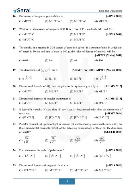 Neet Units Dimensions And Measurements Important Questions 51 Off