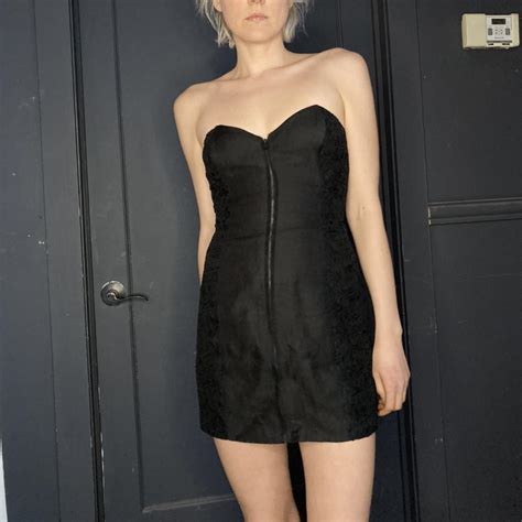 Jill Stuart Black Strapless Mini Dress With Lace Depop