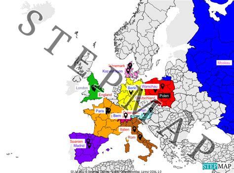 StepMap 10 Bundesländer in Europa Landkarte für Welt