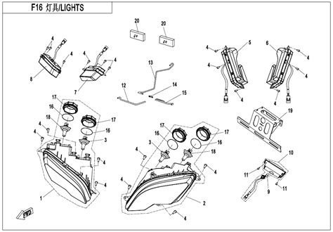 Diagram 2020 CFMoto UFORCE 500 CF500UU LIGHTS F16 CFMoto USA