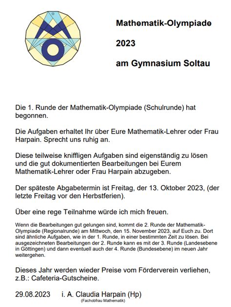 Mathematik Olympiade Gymnasium Soltau