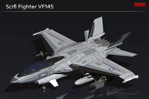 3d Asset Low Poly Scifi Fighter Vf145 Cgtrader