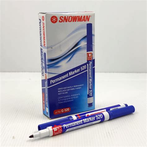 Spidol Permanent Marker Snowman G 520 Biru SIPLah