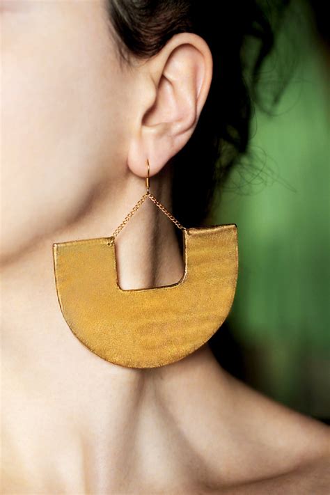 Large Earrings Gold Dangle Earrings African Earrings Tribal