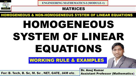 System Of Linear Equation Homogeneous Linear Equations Trivial And