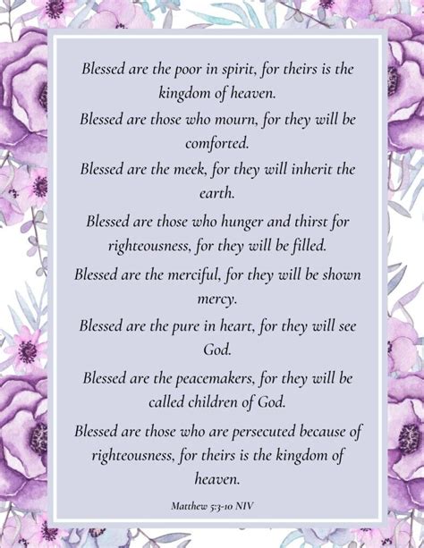 Matthew 53 12 The Beatitudes 8 X 10 Ready To Be Framed With Purple