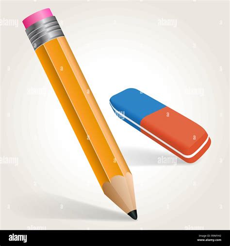 Pencil And Eraser Isolaed On White Vector Illustration Stock Vector