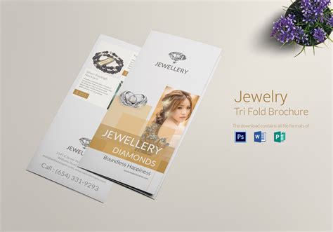 Jewellery Tri Fold Brochure Design Template In Psd Publisher Word