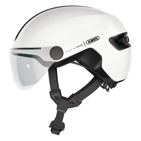 Abus Hud Y Ace Fahrradhelm Mit Visier Shiny White M Cm A