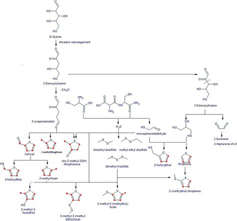 Possible formation pathway for meat flavor compounds identified from ...