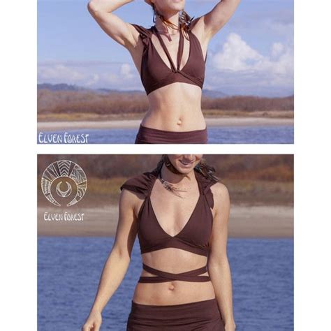 Hooded Swimsuit Bikini Top With Removable Hood Elven Forest Wrap Top