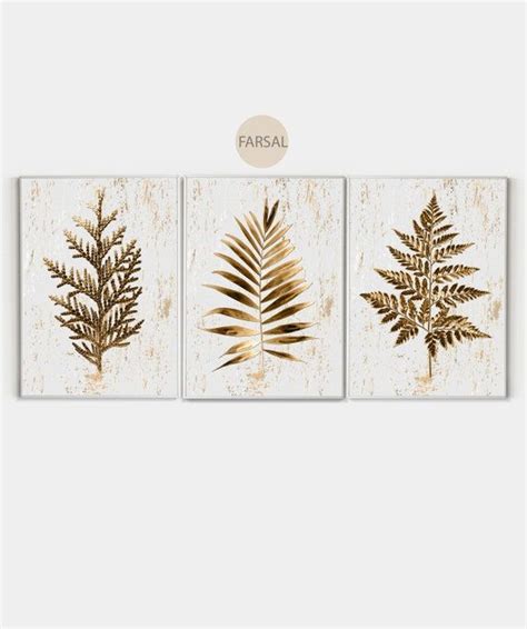 3 Piece Luxe Fern Canvas Set Maidenhair Fern Prints Gold Etsy Etsy