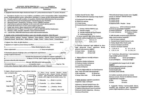 4 Sınıf Sosyal Bilgiler Dersi 1 Dönem 2 Yazılı Soruları 61 HangiSoru