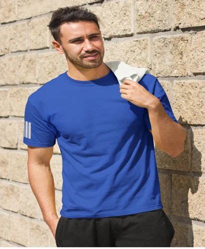 Men Blue Round Neck T Shirt Half Sleeves Plain At Rs 120 In New Delhi