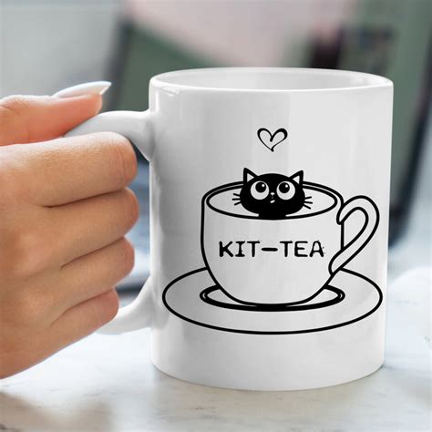 Adorable Cat Tea Mug Kit Tea Cup Design Kitty In A Teacup Etsy