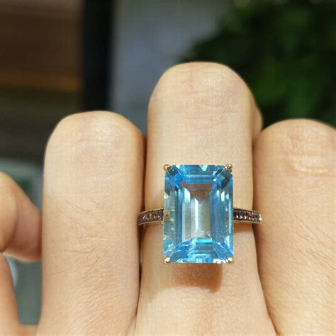 Flzb Natural Sky Blue Topaz Mm Ct Big Ring Sterling