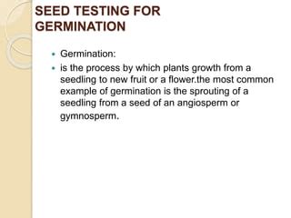 Seed Testing for Germination | PPT | Free Download